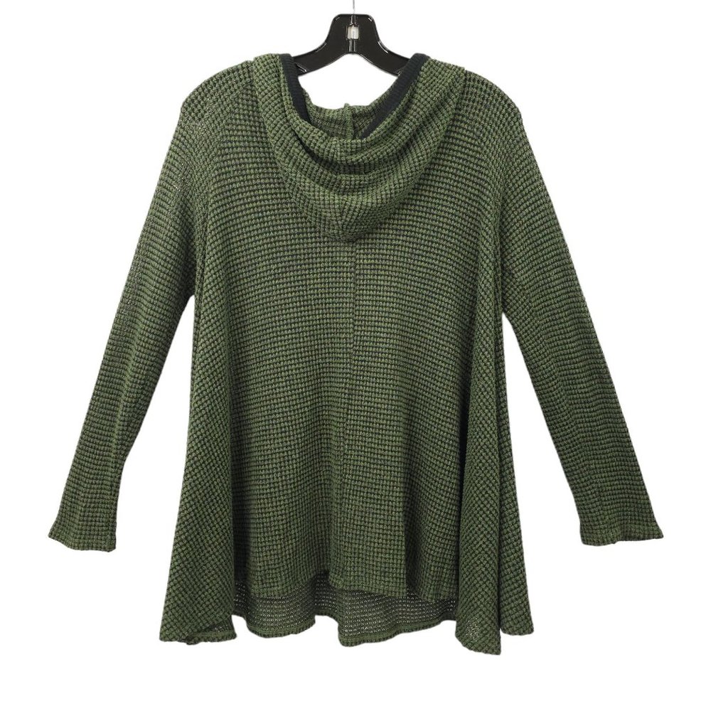 C'isa Hooded Pullover Sweater Womens Size M Green Side Slit Top Long Sleeve - Picture 3 of 15